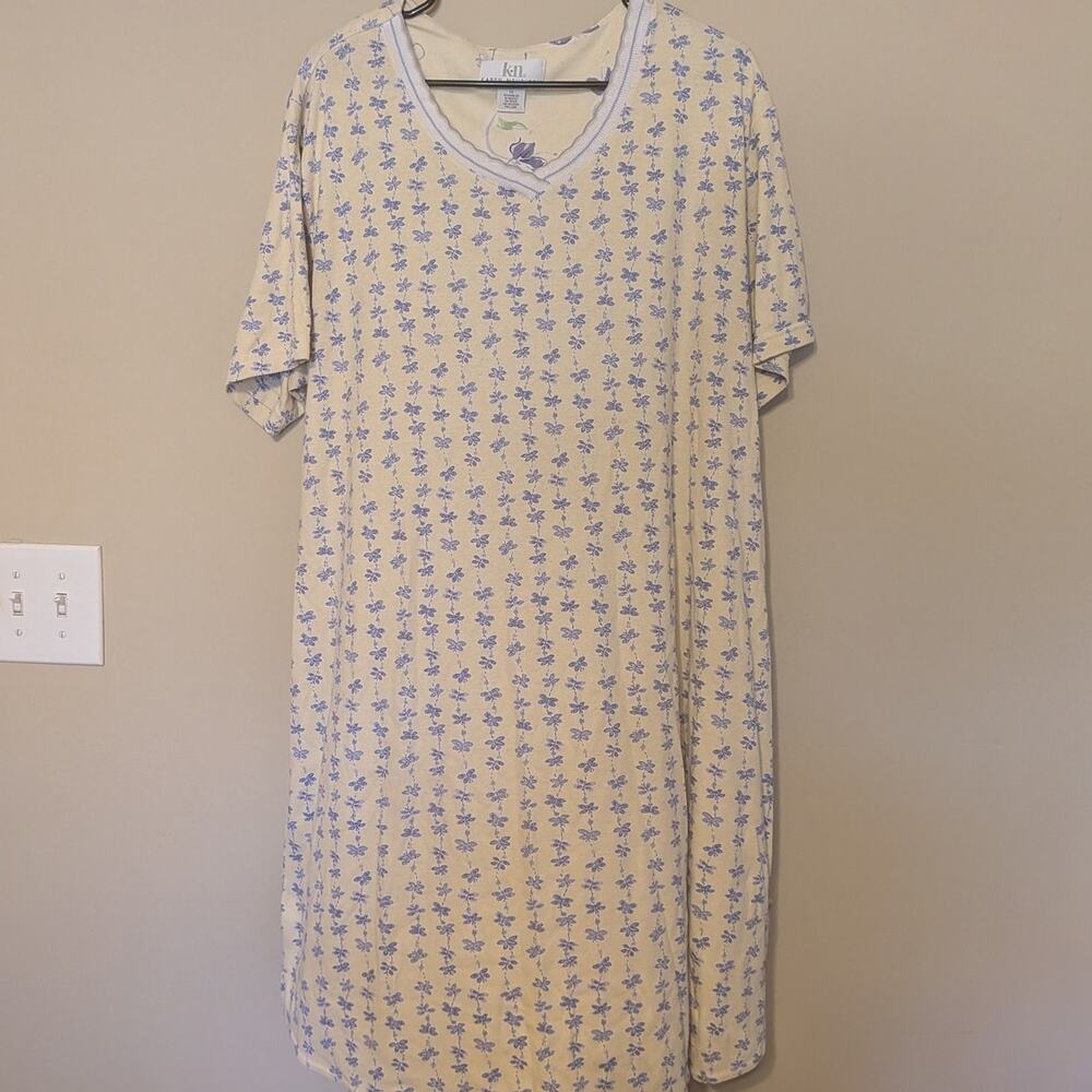 Karen Neuburger Grandama Cottage Core Yellow & Purple Butterly Nightgown